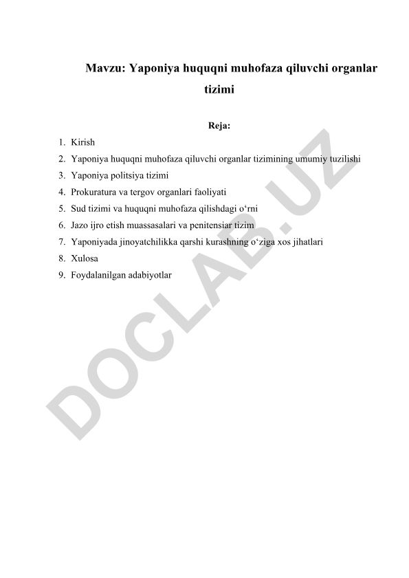 Yaponiya huquqni muhofaza qiluvchi organlar tizimi