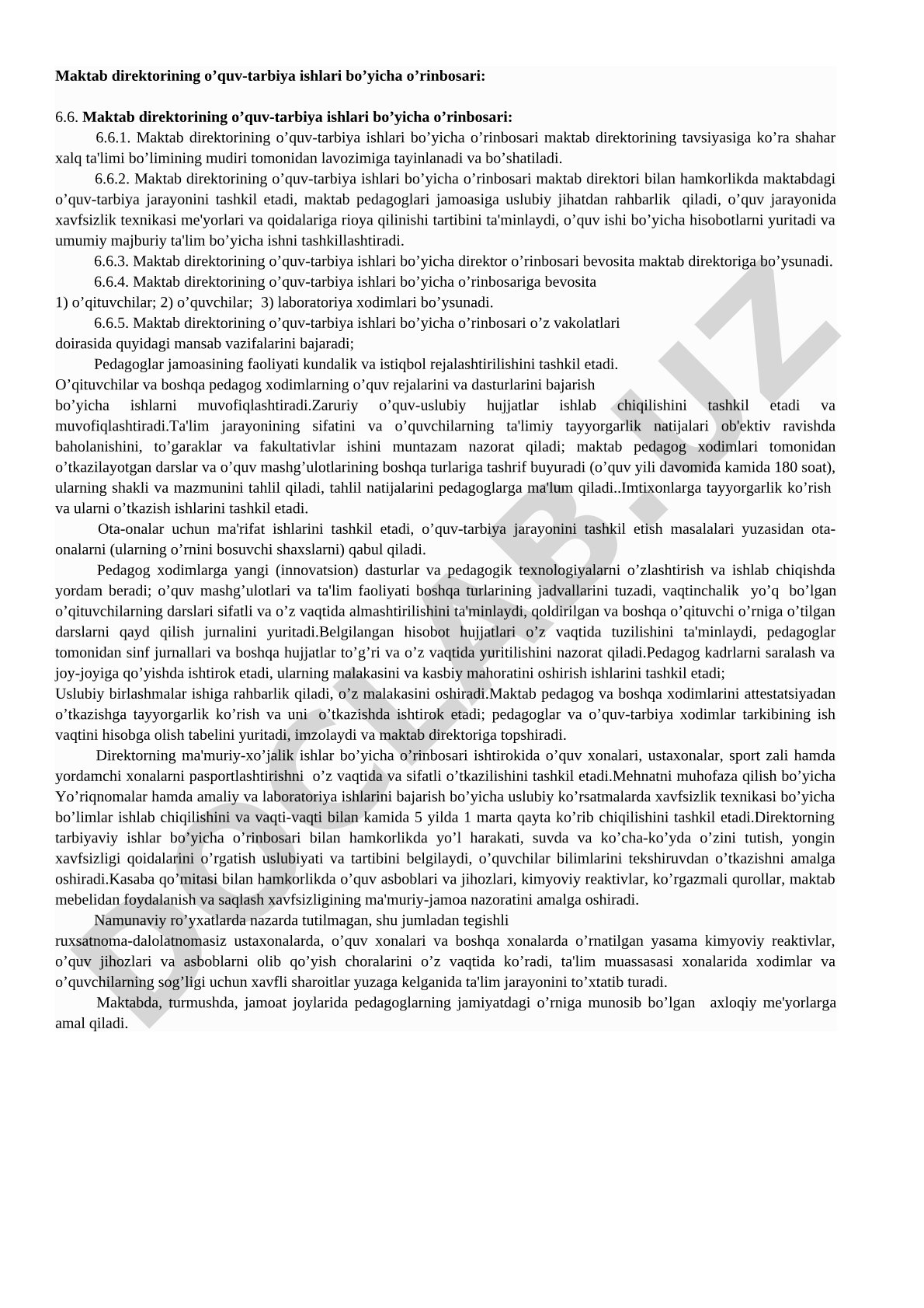 Maktab direktorining o'quv-tarbiya ishlari bo'yicha o'rinbosari