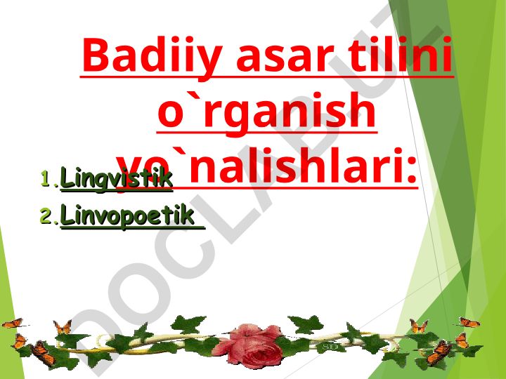 Badiiy asar tilini o'rganish yo'nalishlari va leksik tahlil
