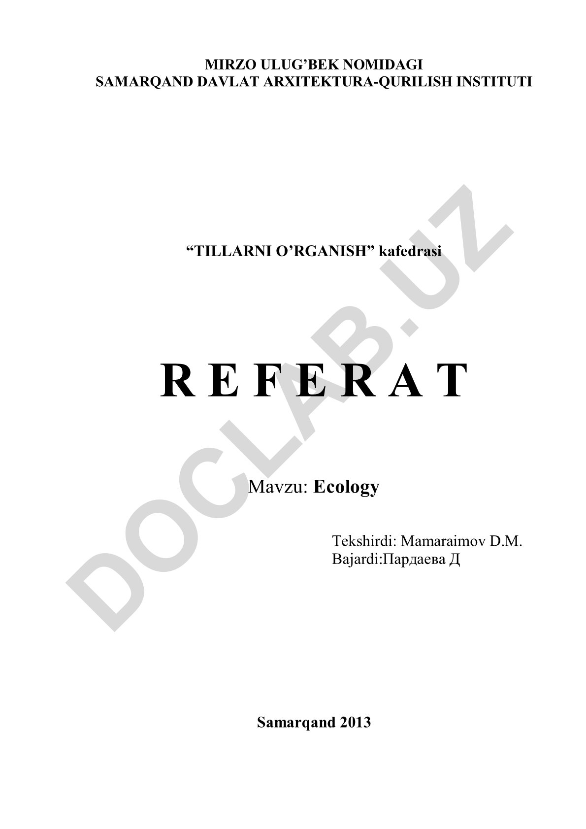 Ecology