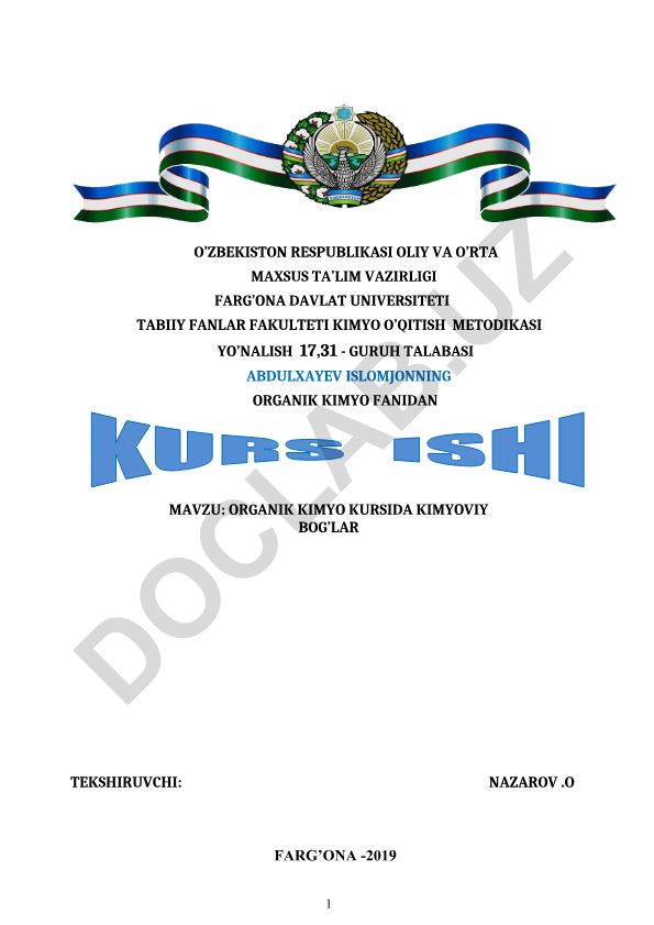 Organik kimyo kursida kimyoviy bog'lar