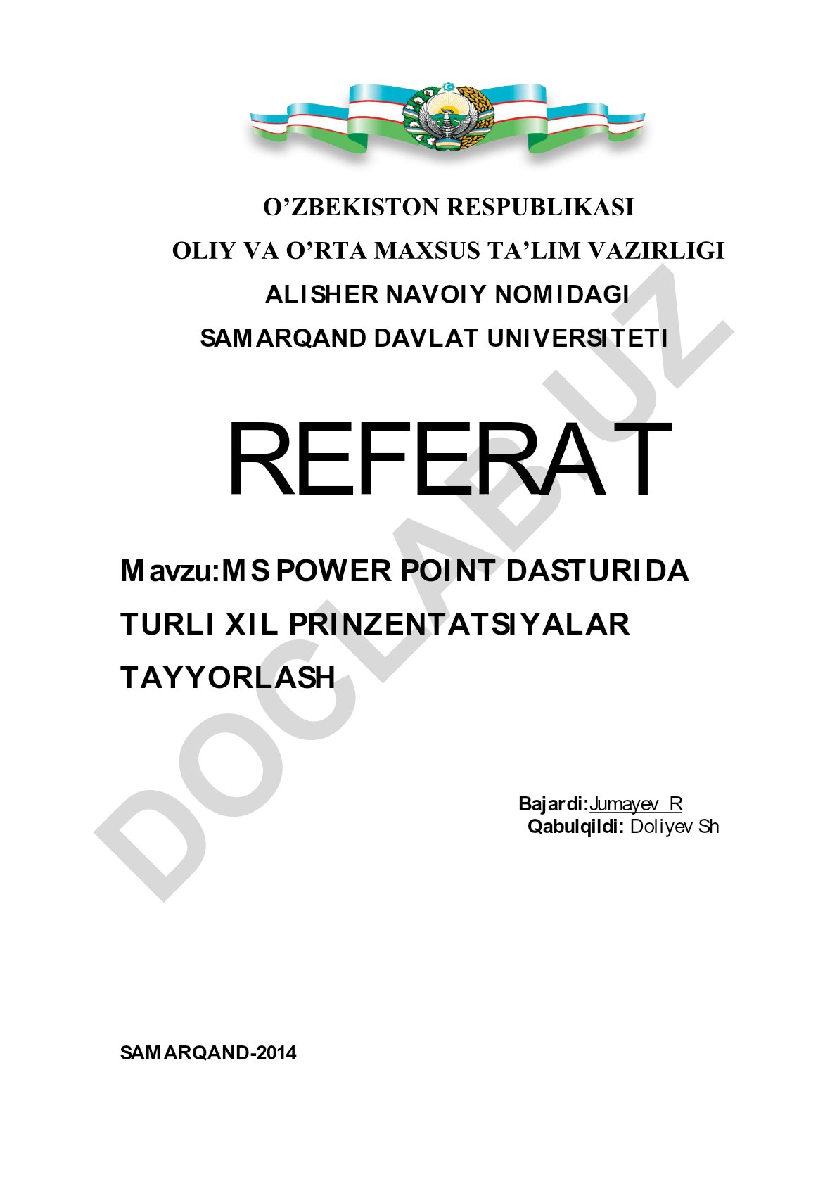 MS Power Point dasturida turli xil prezentatsiyalar tayyorlash