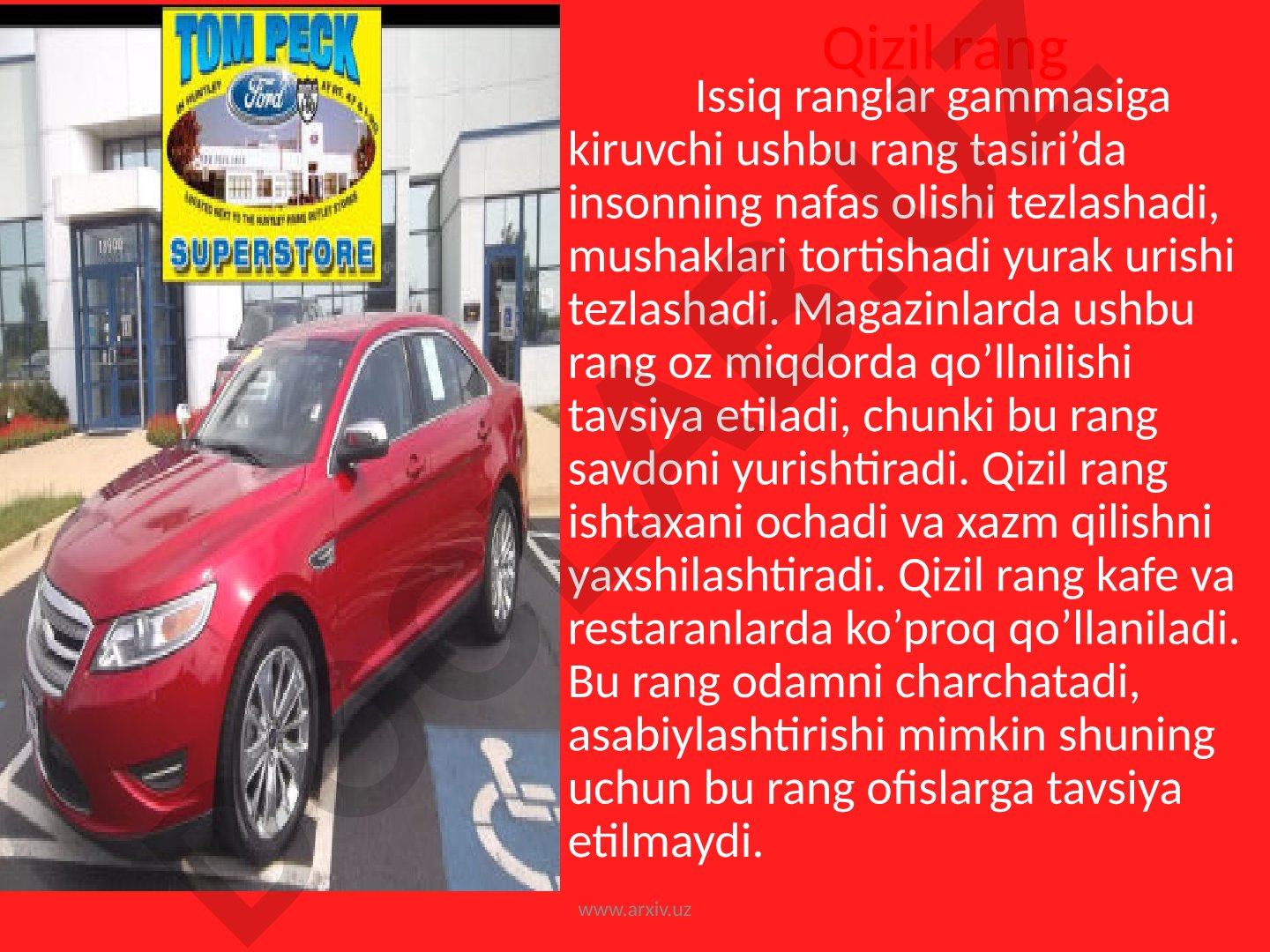 Qizil rangning psixologik va tijorat ta'siri