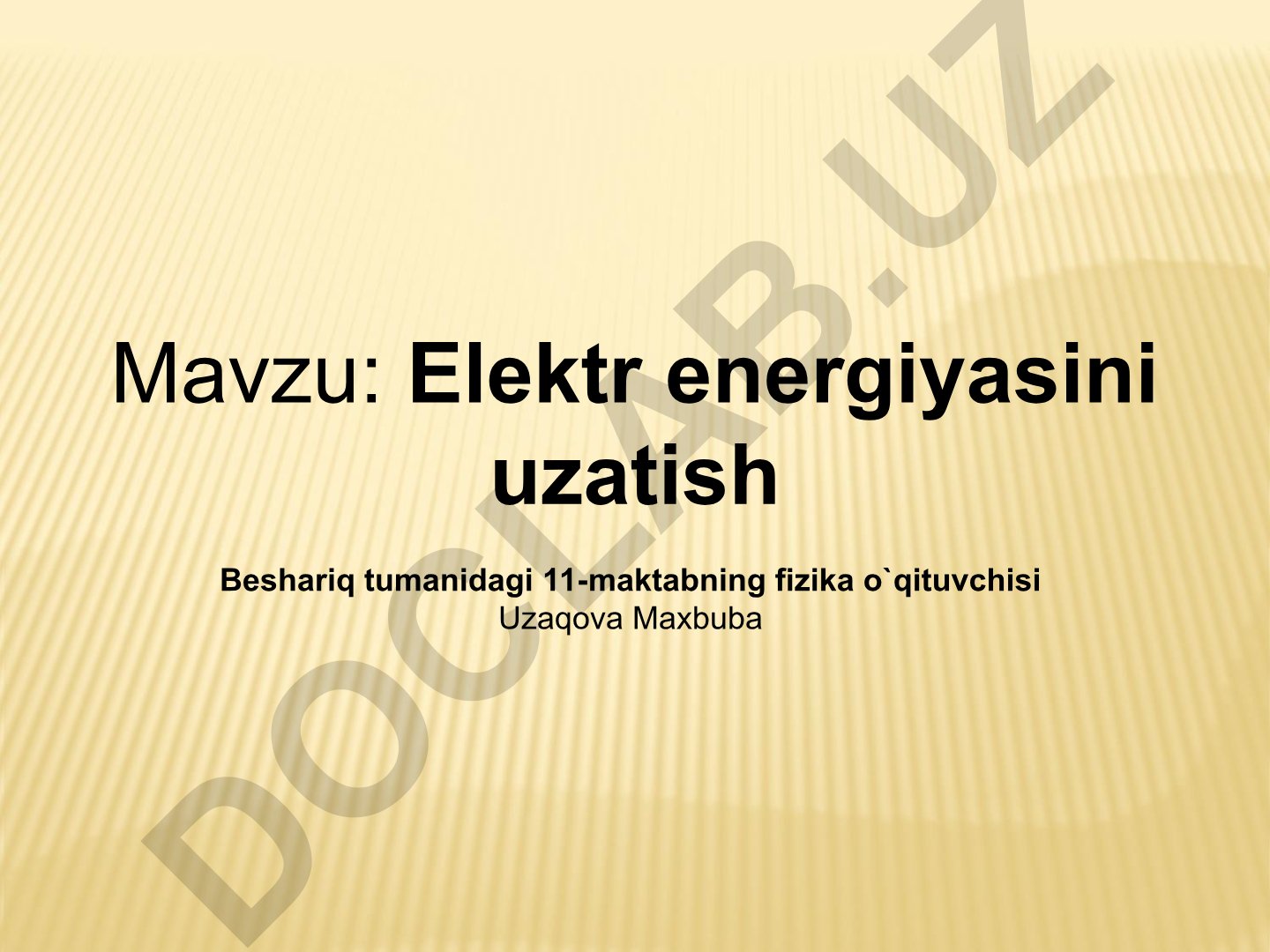 Elektr energiyasini uzatish