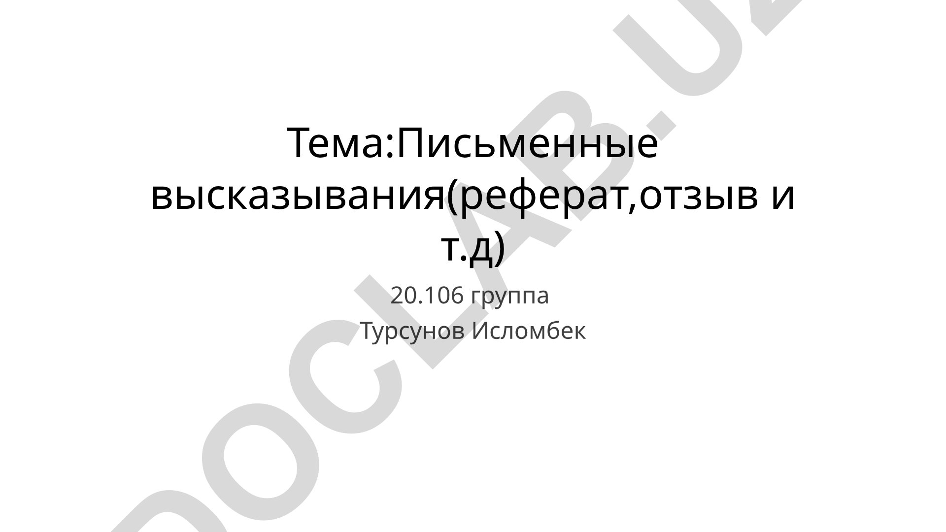 Письменные высказывания (реферат, отзыв и т.д.)