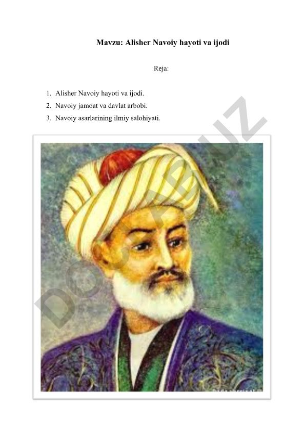 Alisher Navoiy hayoti va ijodi