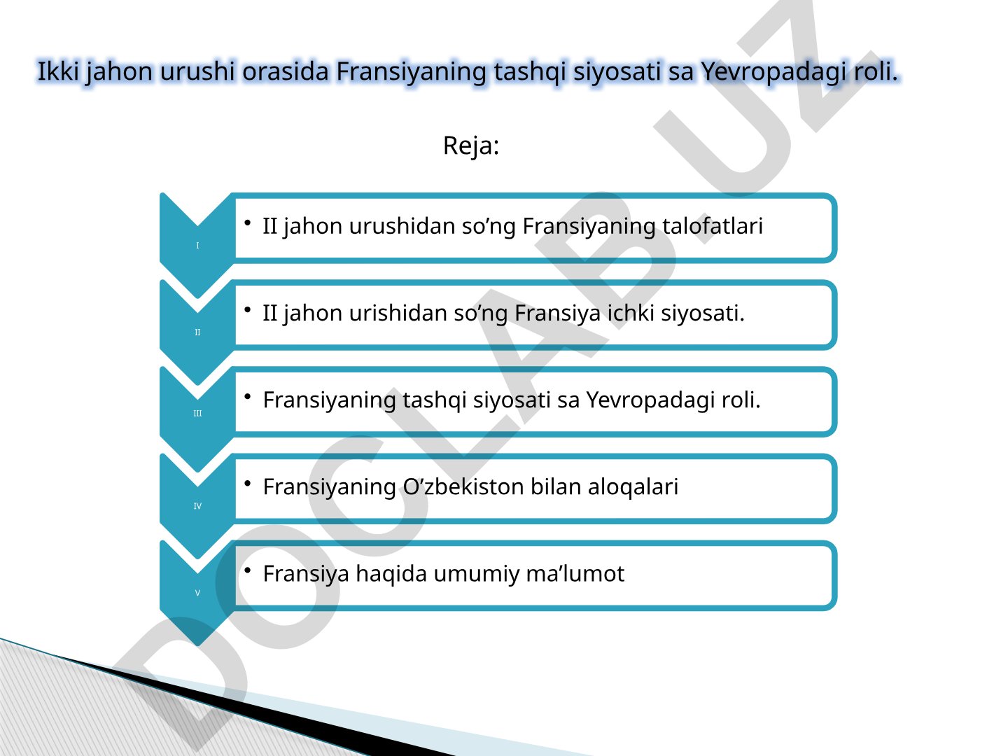 Ikki jahon urushi orasida Fransiyaning tashqi siyosati va Yevropadagi roli