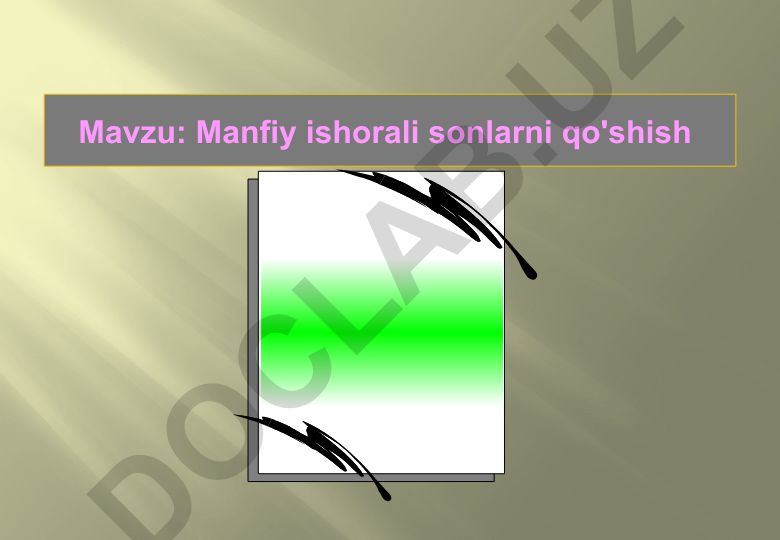 Manfiy ishorali sonlarni qo'shish