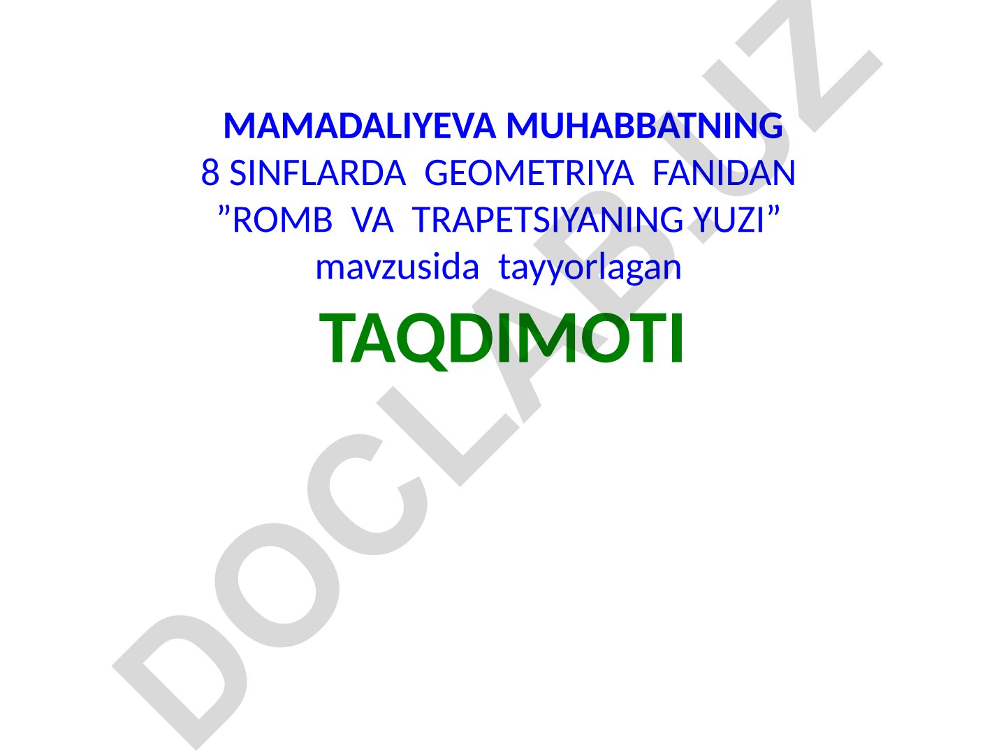 Romb va trapetsiyaning yuzi