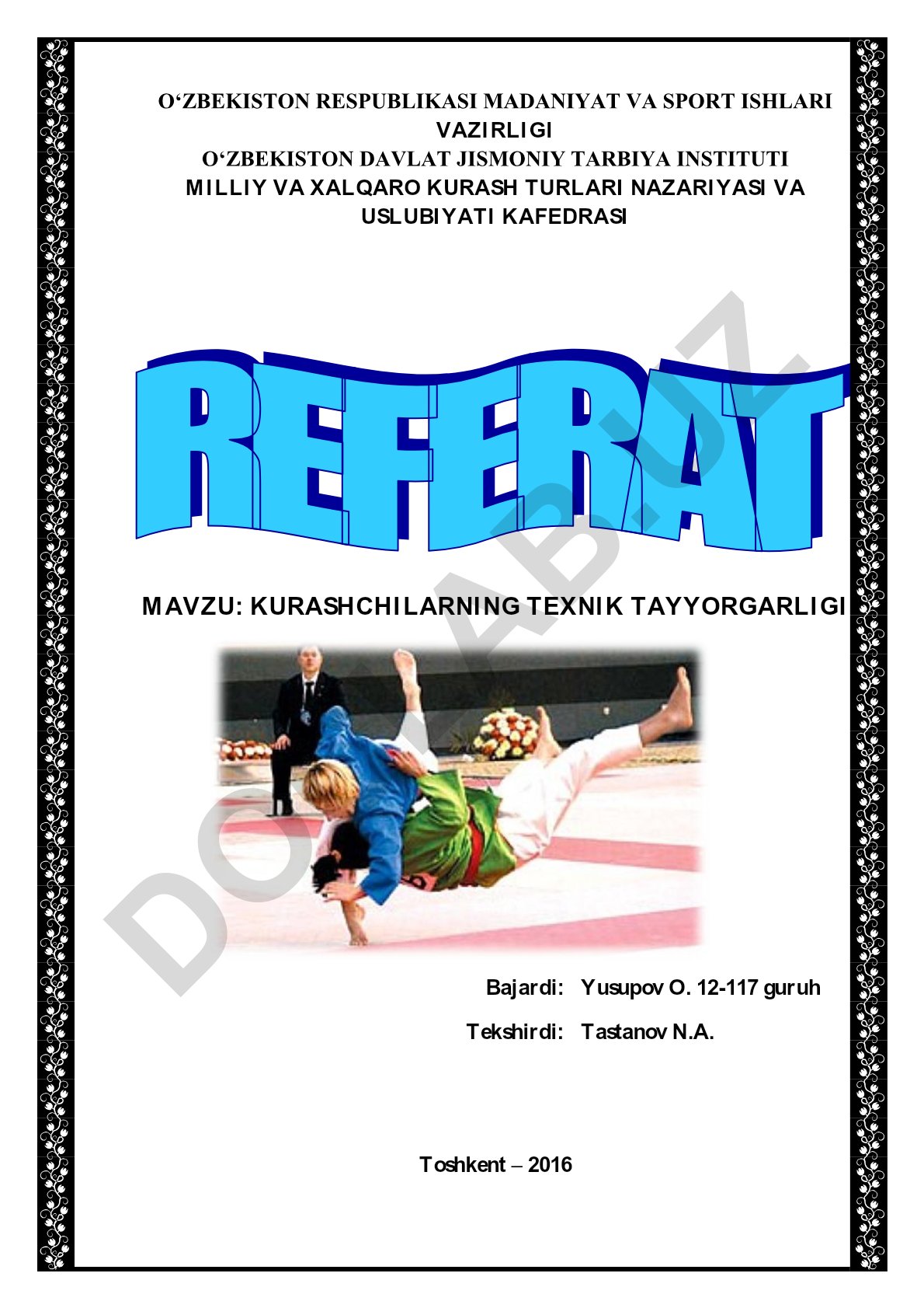 Kurashchilarning texnik tayyorgarligi