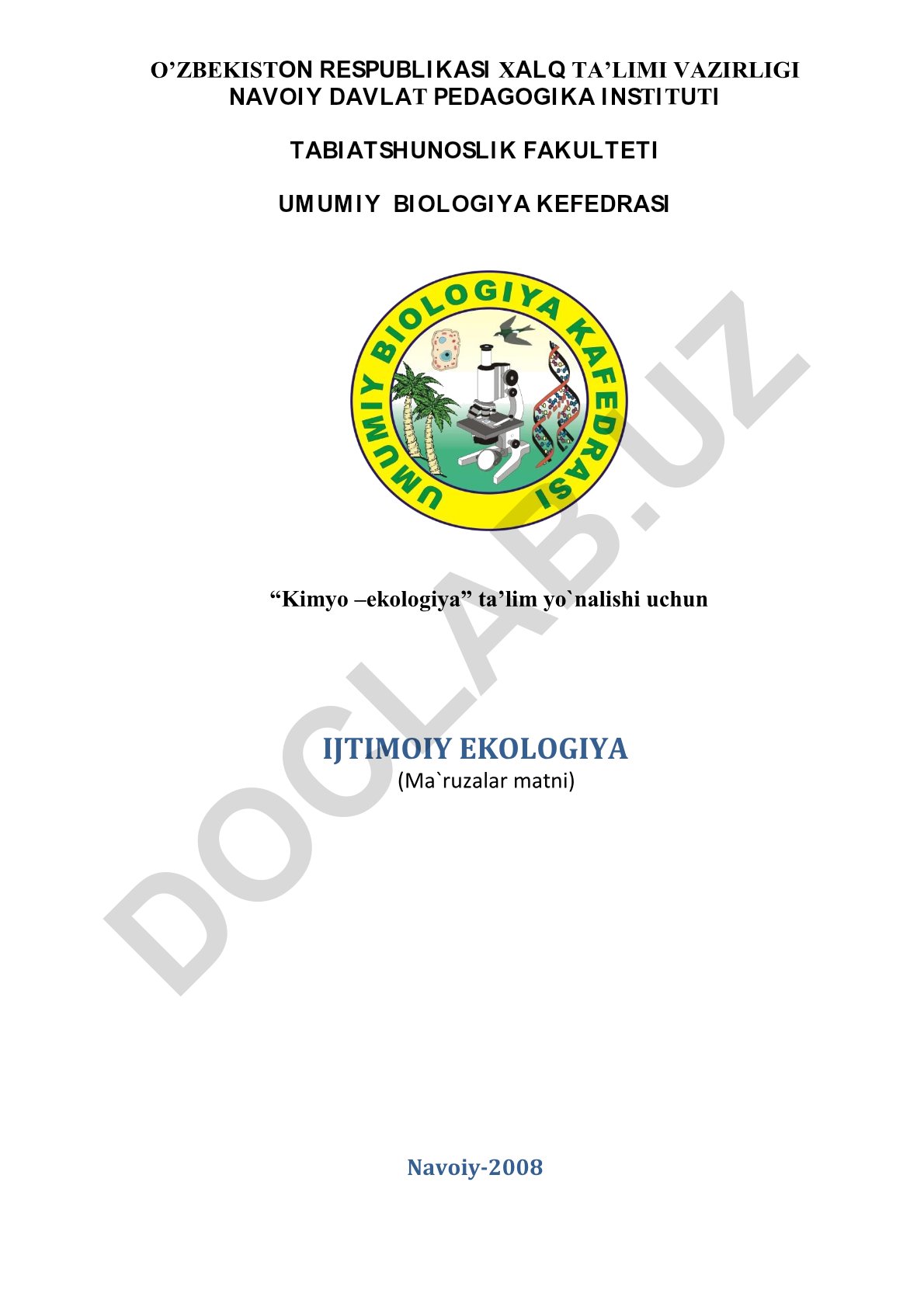 Ekologiya strukturasi, predmeti, vazifalari