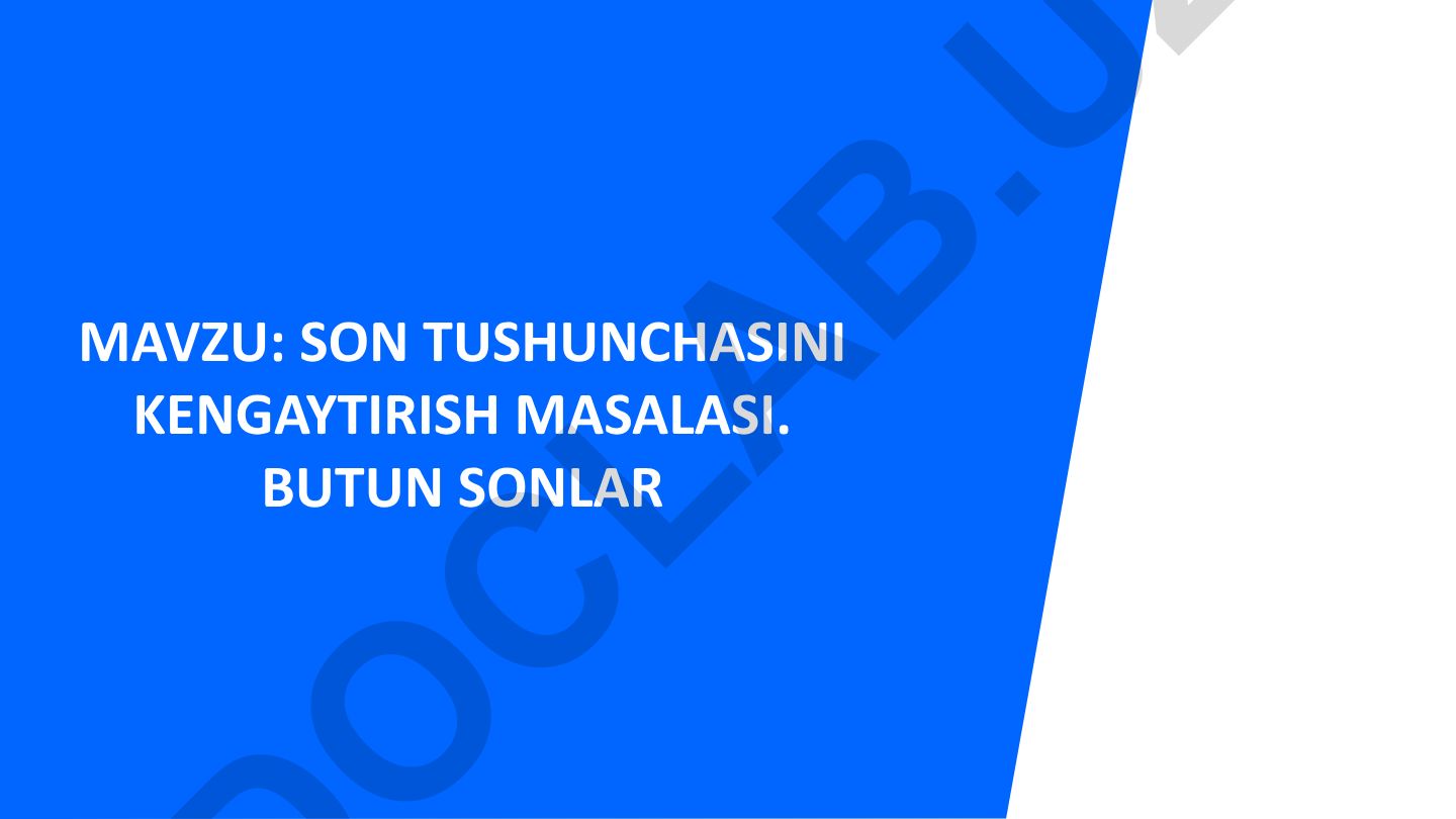 Son tushunchasini kengaytirish masalasi. Butun sonlar
