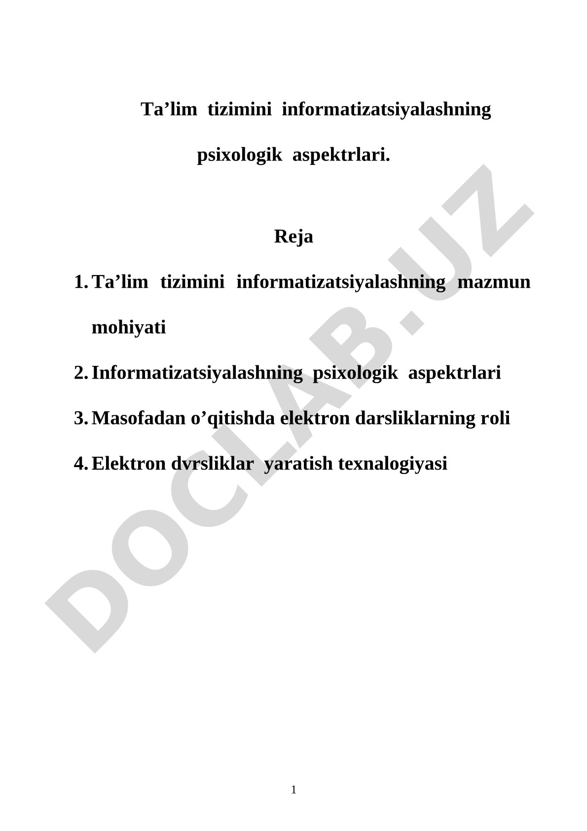 Ta'lim tizimini informatizatsiyalashning psixologik aspektrlari