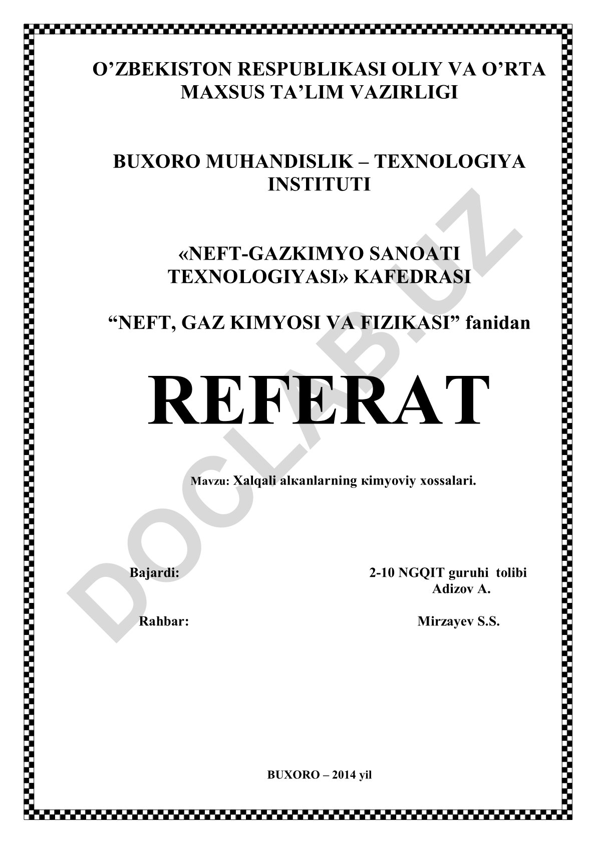 Halqali alkanlarning kimyoviy xossalari