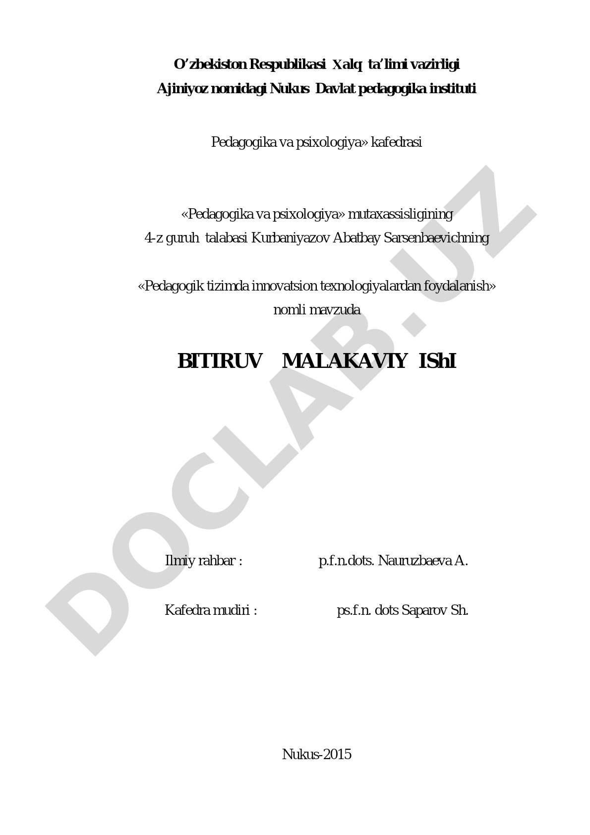 Pedagogik tizimda innovatsion texnologiyalardan foydalanish