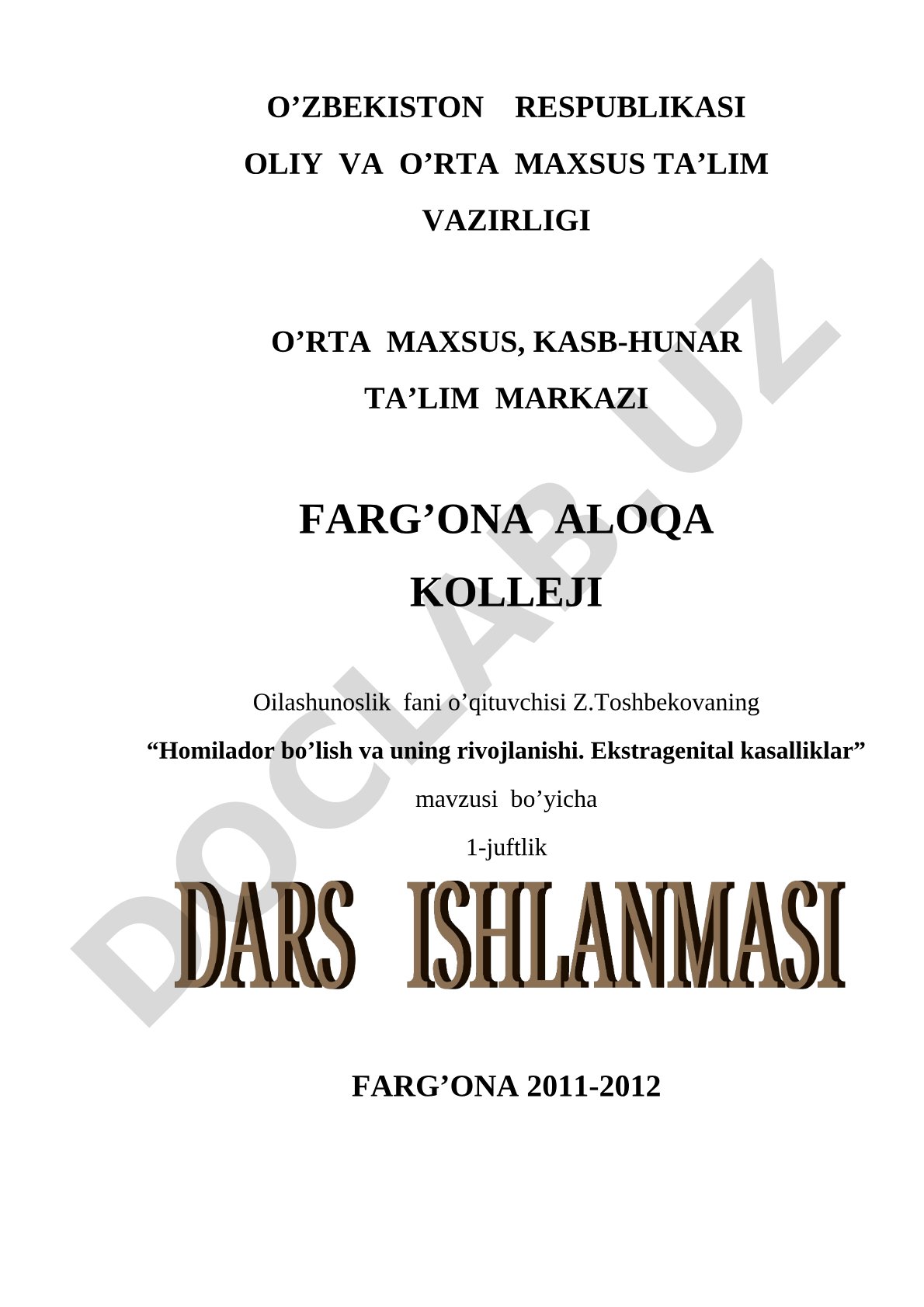 Homilador bo'lish va uning rivojlanishi. Ekstragenital kasalliklar