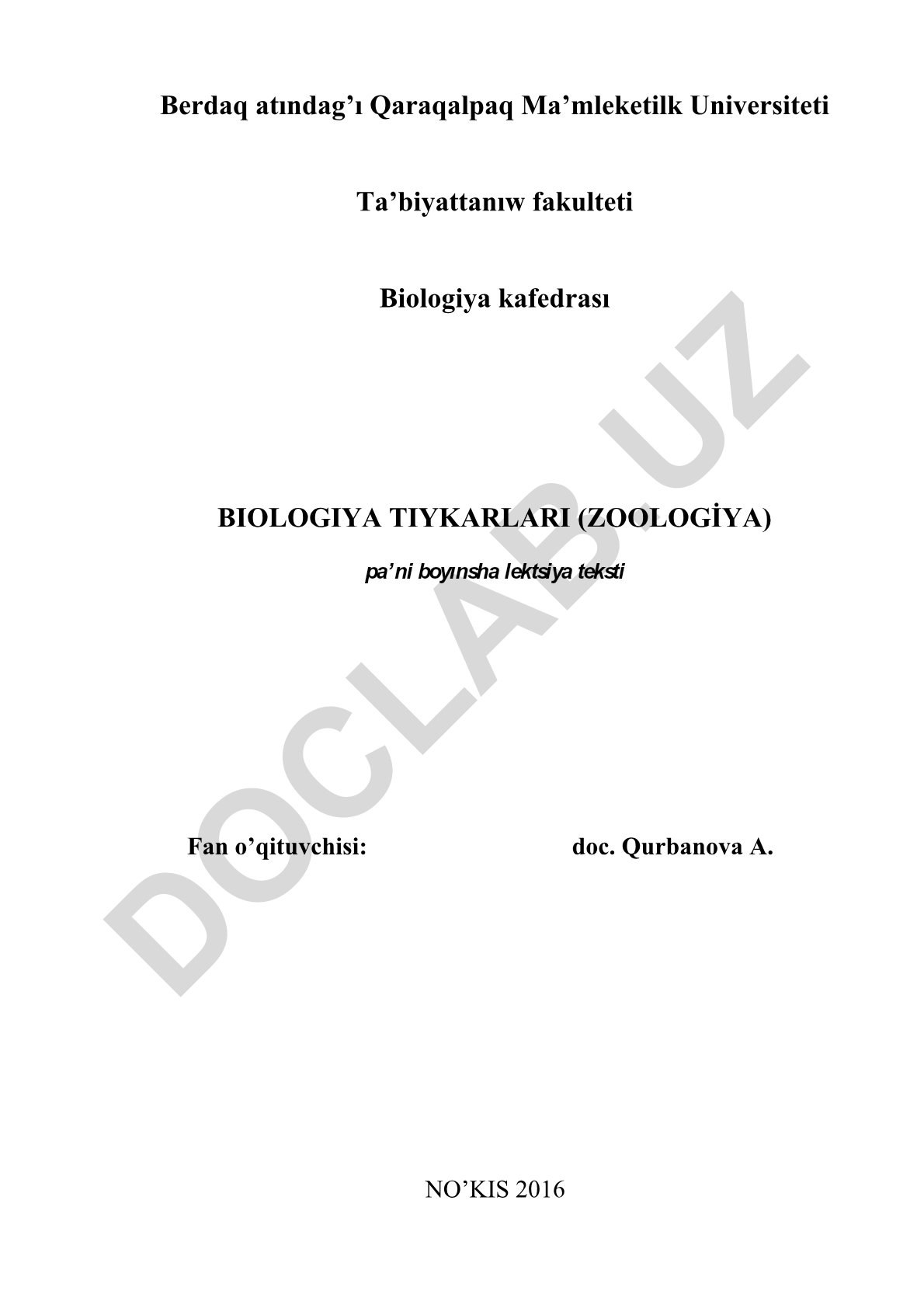 Zoologiya paninin' obekrleri ham pretmeti, rawajlaniw tariyxi