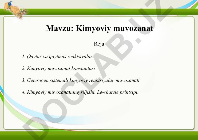 Kimyoviy muvozanat