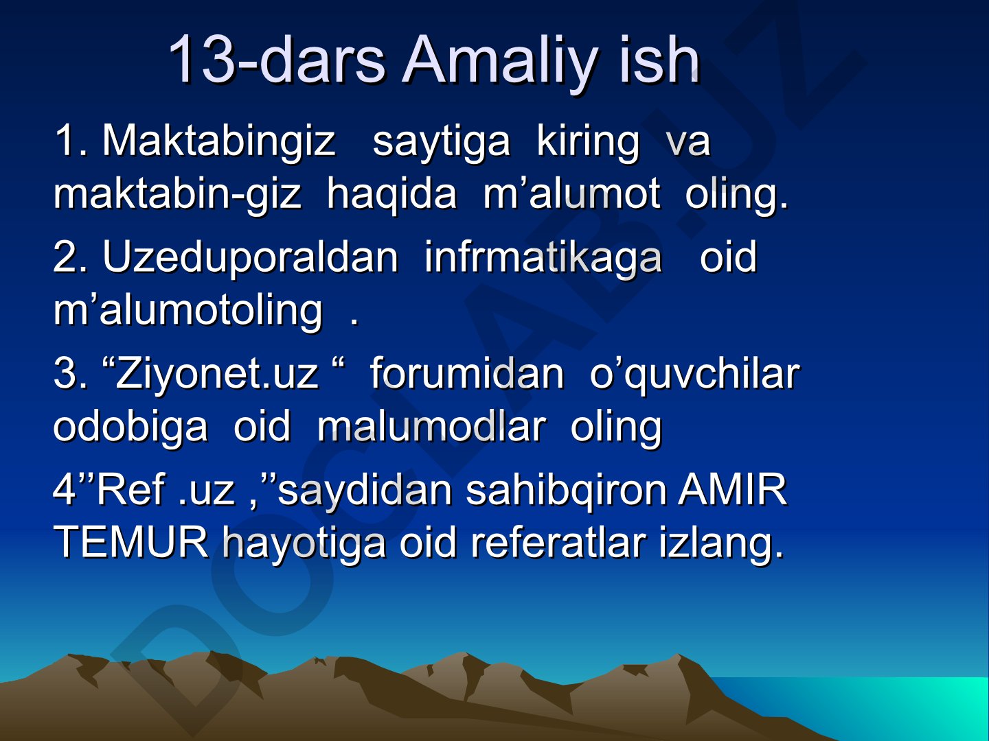 Informatika fanidan amaliy topshiriqlar to'plami