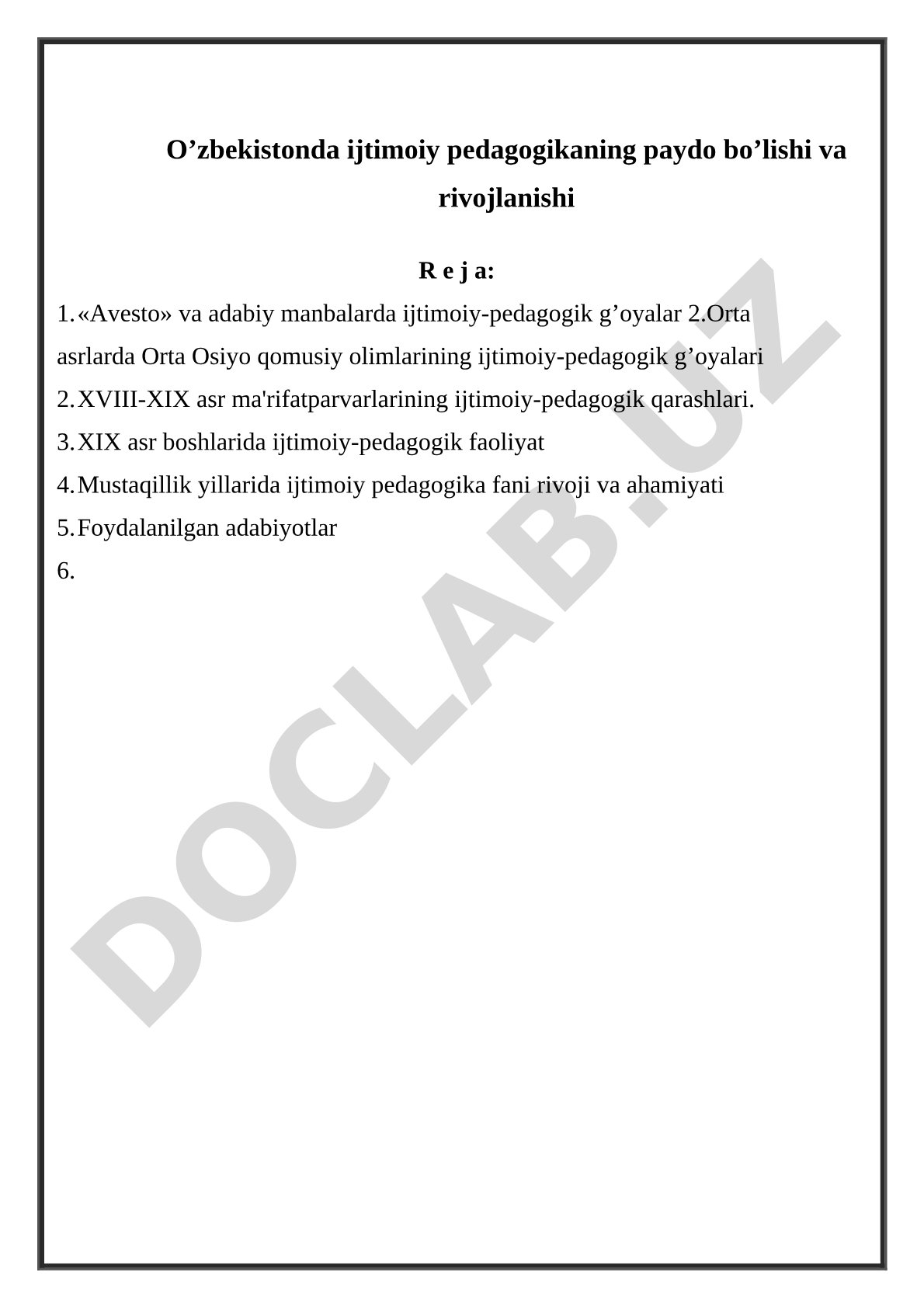 O'zbekistonda ijtimoiy pedagogikaning paydo bo'lishi va rivojlanishi