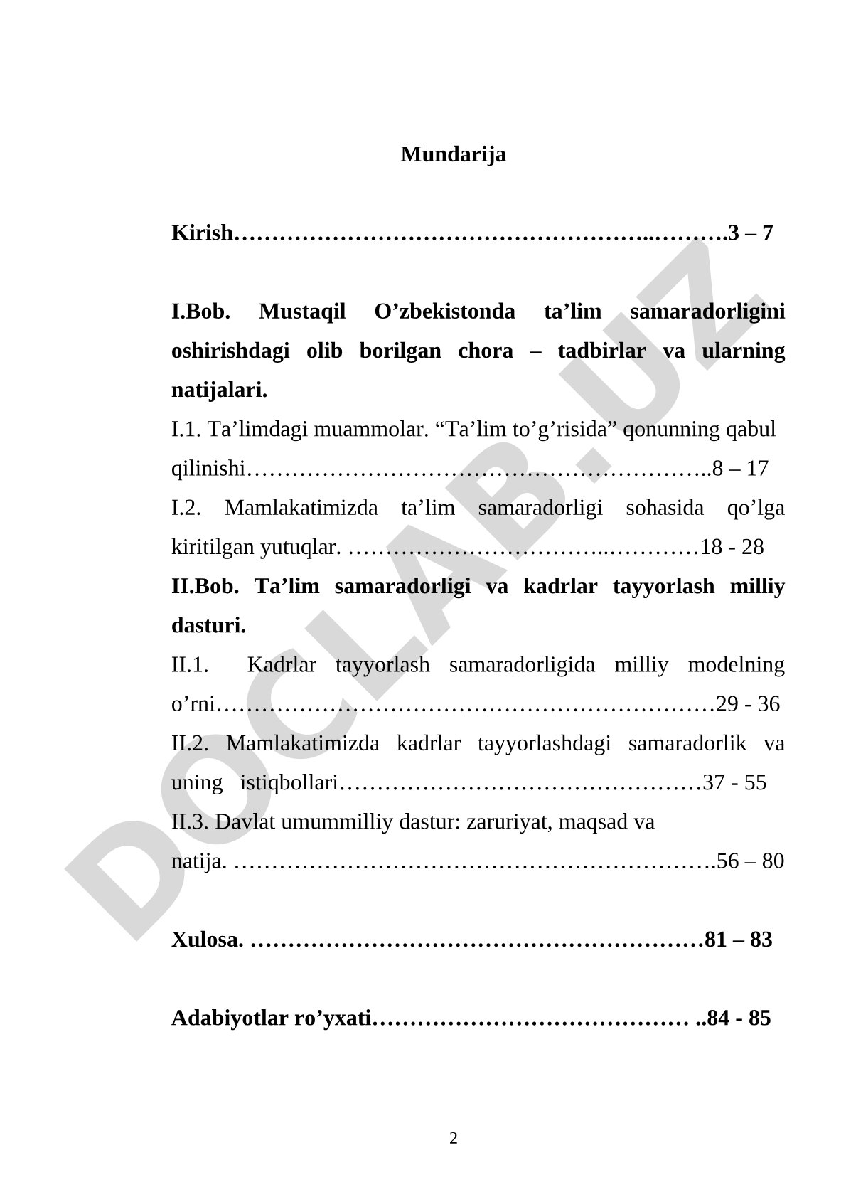 Mustaqil O'zbekistonda ta'lim samaradorligini oshirish chora-tadbirlari