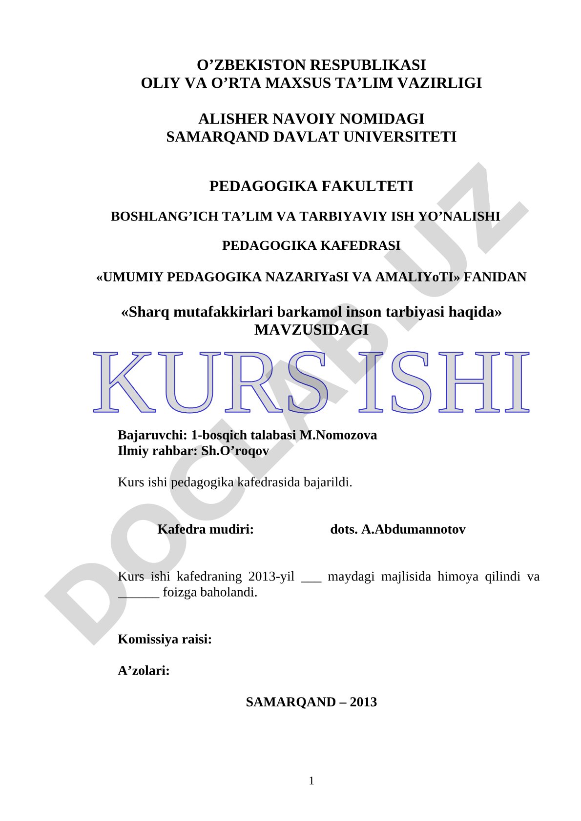 Sharq mutafakkirlari barkamol inson tarbiyasi haqida