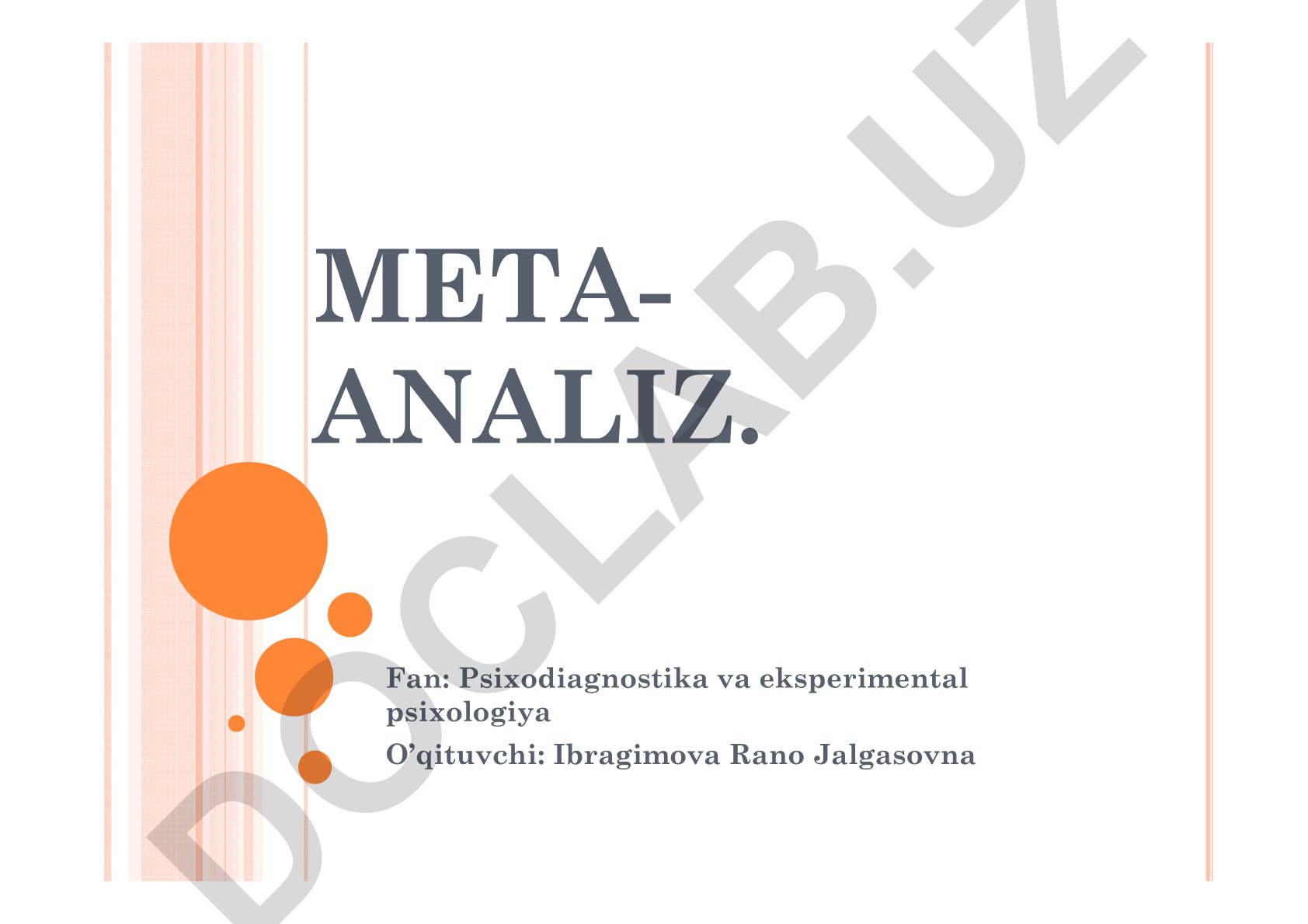 Meta-analiz tushunchasi va psixofizika