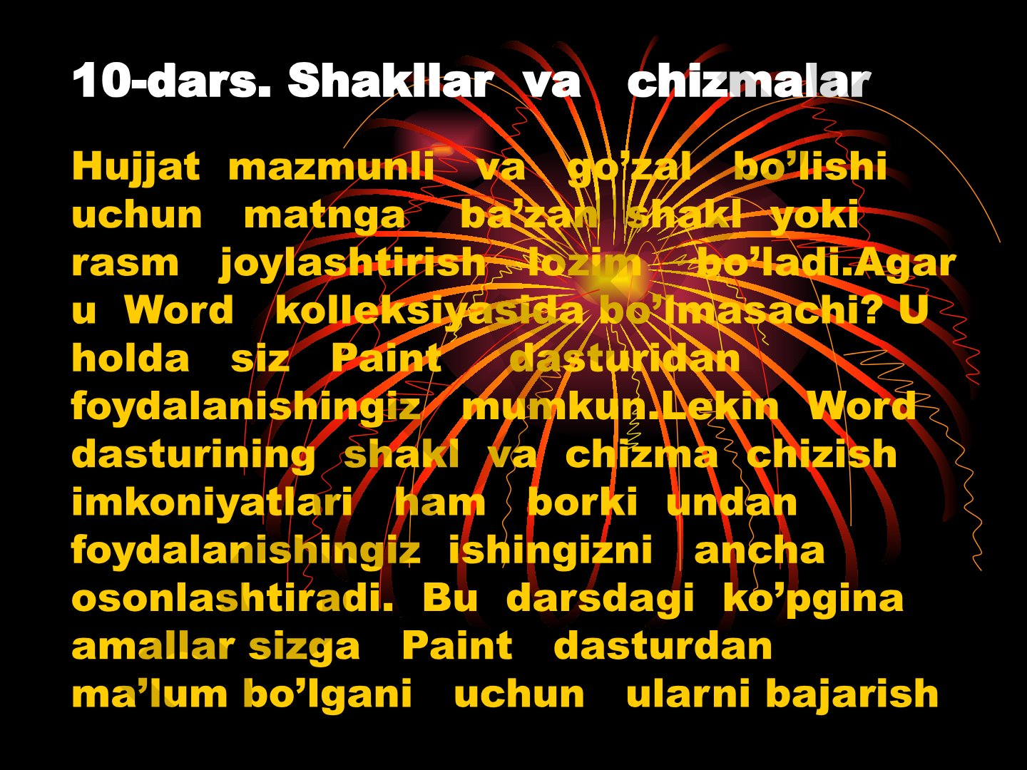 Shakllar va chizmalar yordamida hujjatlar yaratish