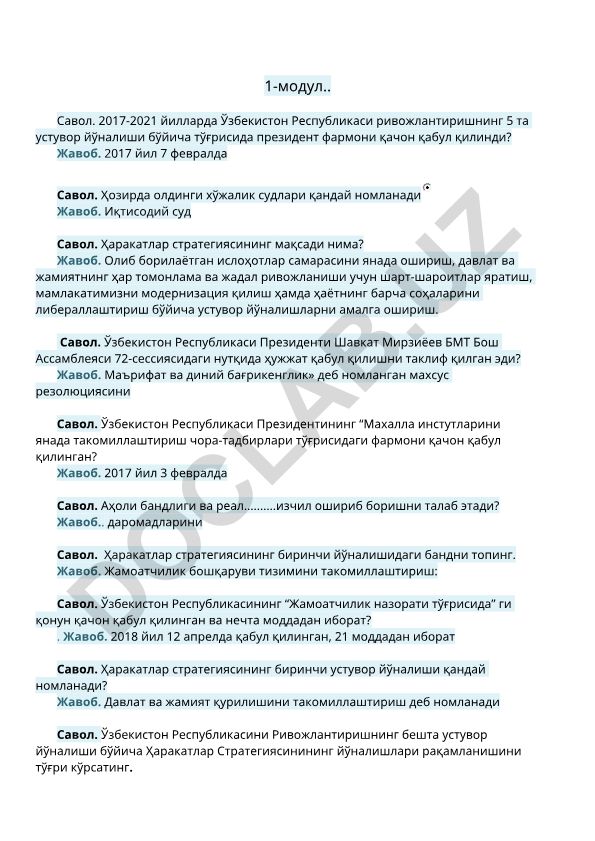 Ўзбекистон Республикаси ривожлантиришнинг устувор йўналишлари ва ислоҳотлар