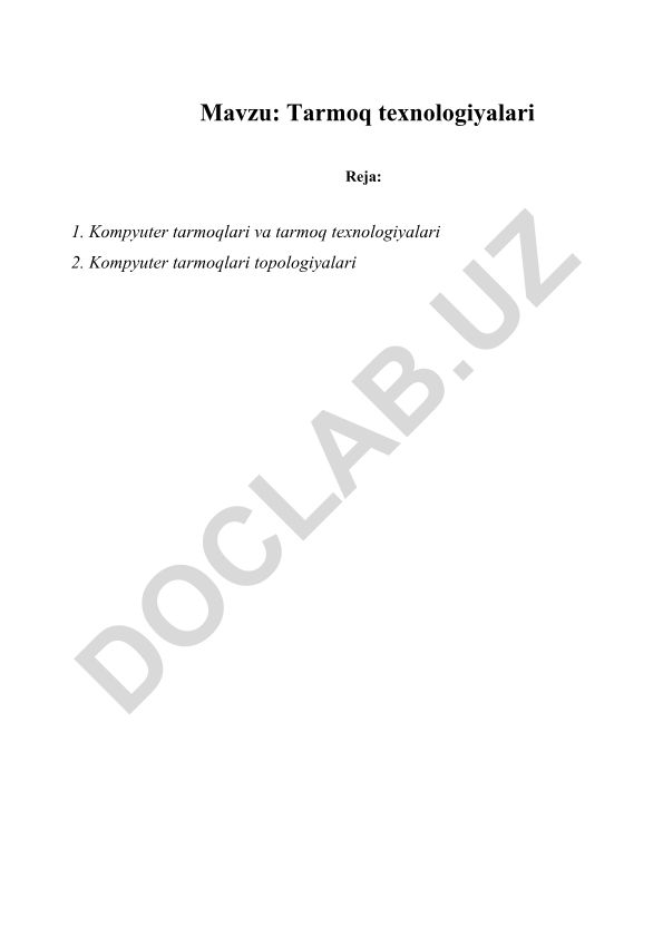Tarmoq texnologiyalari