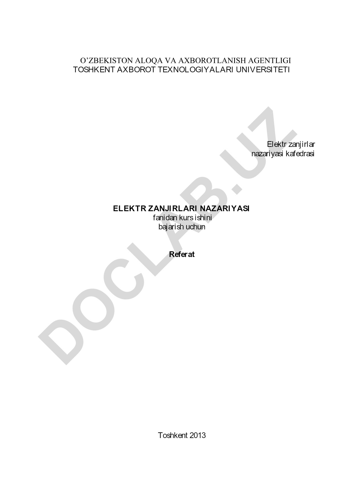 Zanjir chiqishlagi signal spektlarining variant topshiriqlari