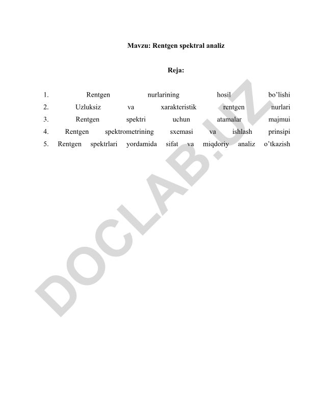 Rentgen spektral analiz