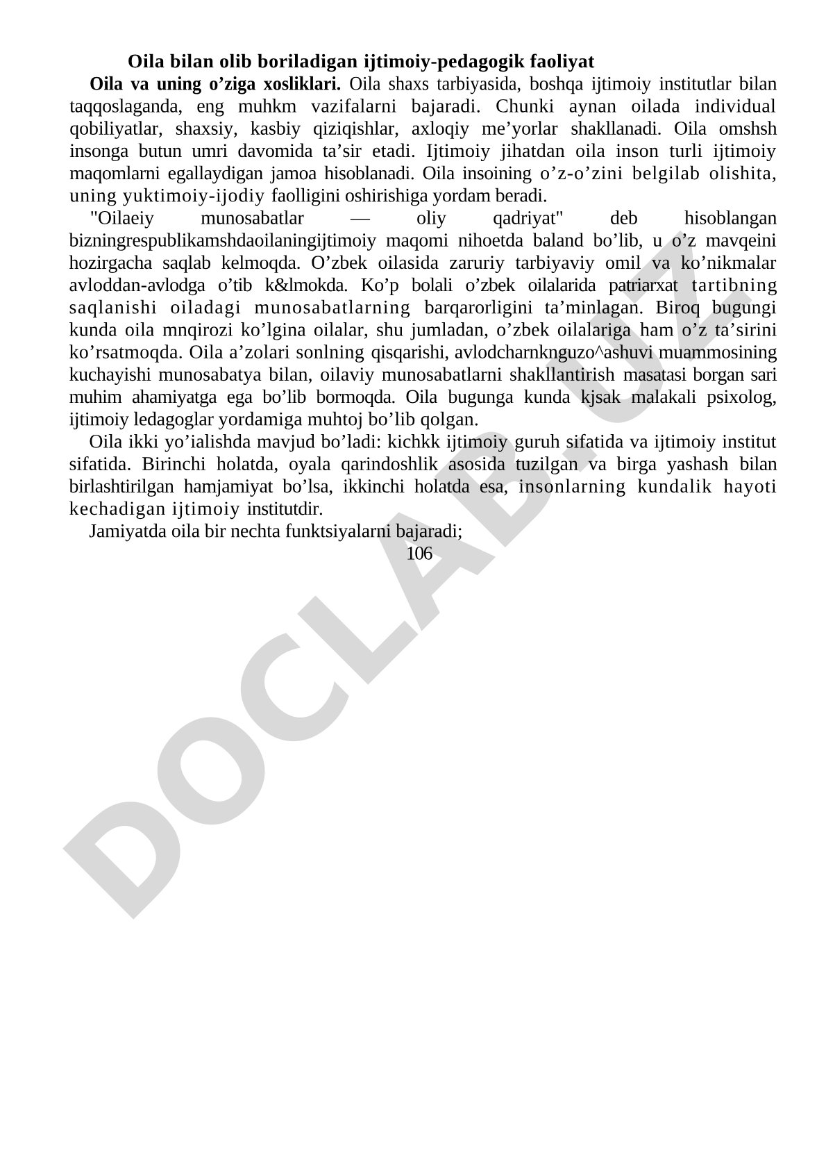 Oila bilan olib boriladigan ijtimoiy-pedagogik faoliyat