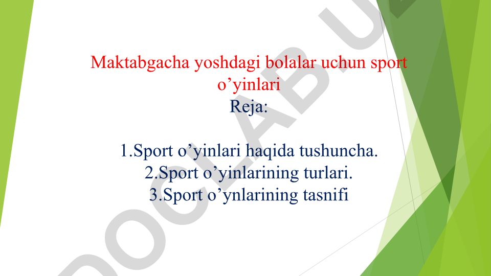 Maktabgacha yoshdagi bolalar uchun sport o'yinlari