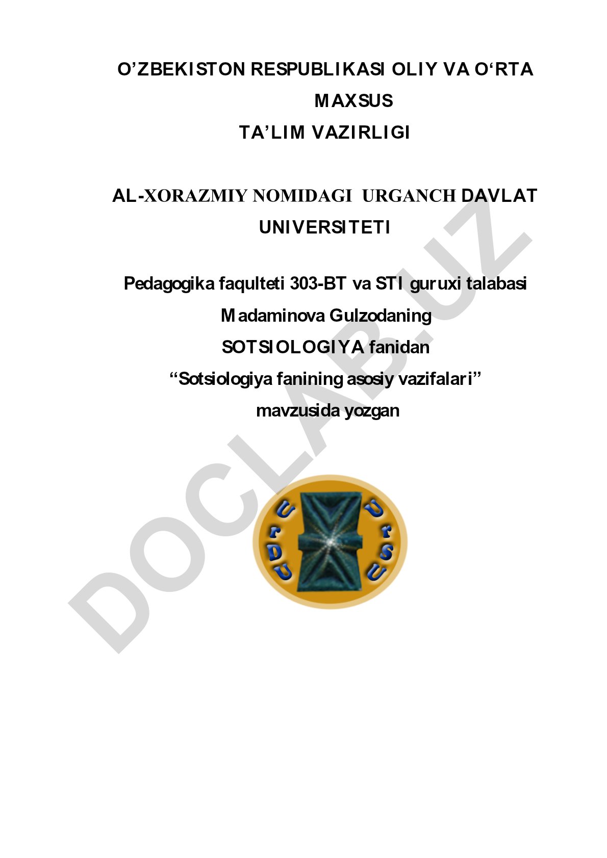 Sotsiologiya fanining asosiy vazifalari