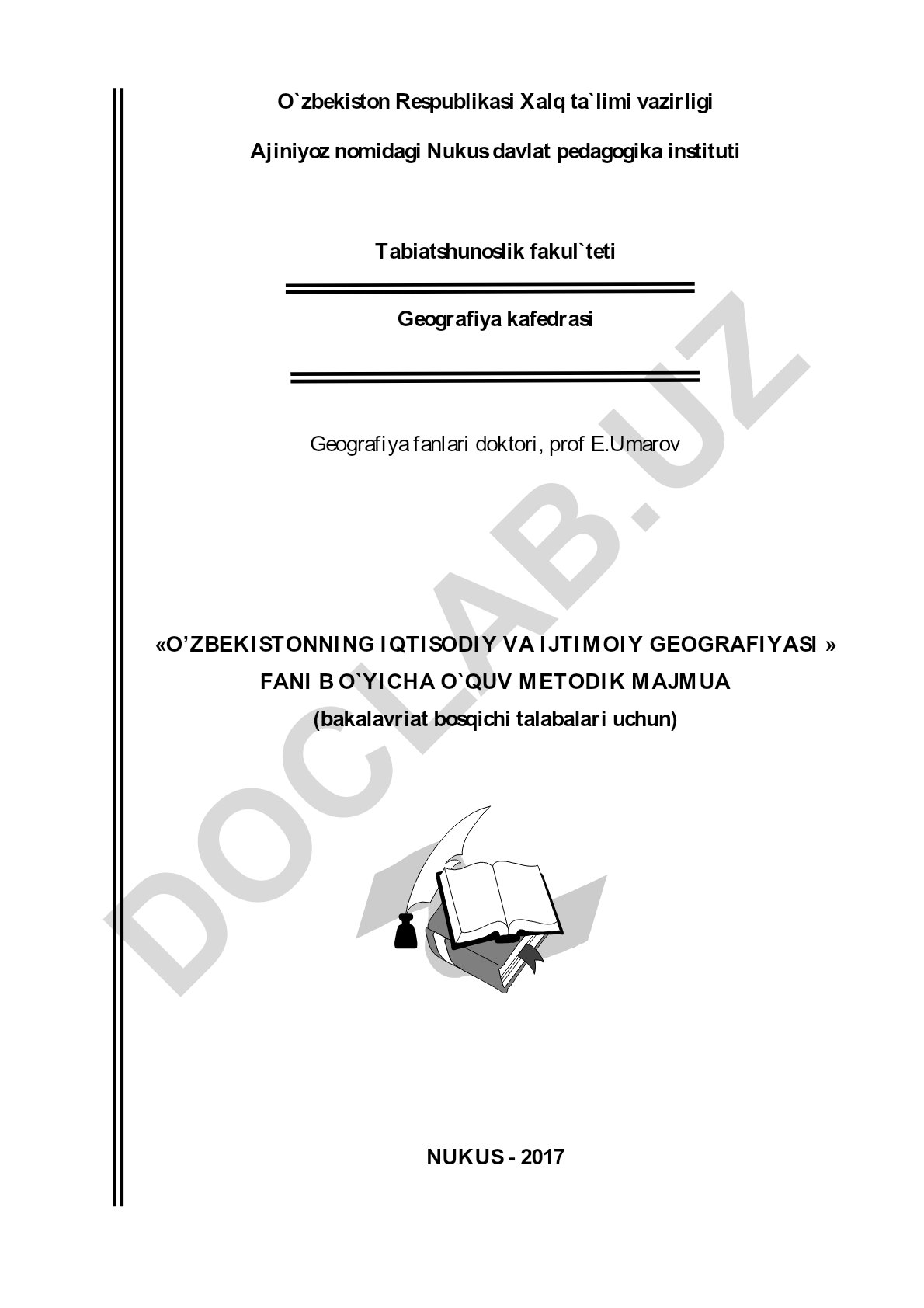 O'zbekistonning iqtisodiy va ijtimoiy geografiyasi