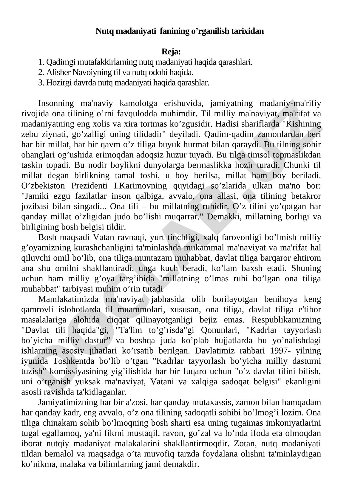 Nutq madaniyati fanining o'rganilish tarixi