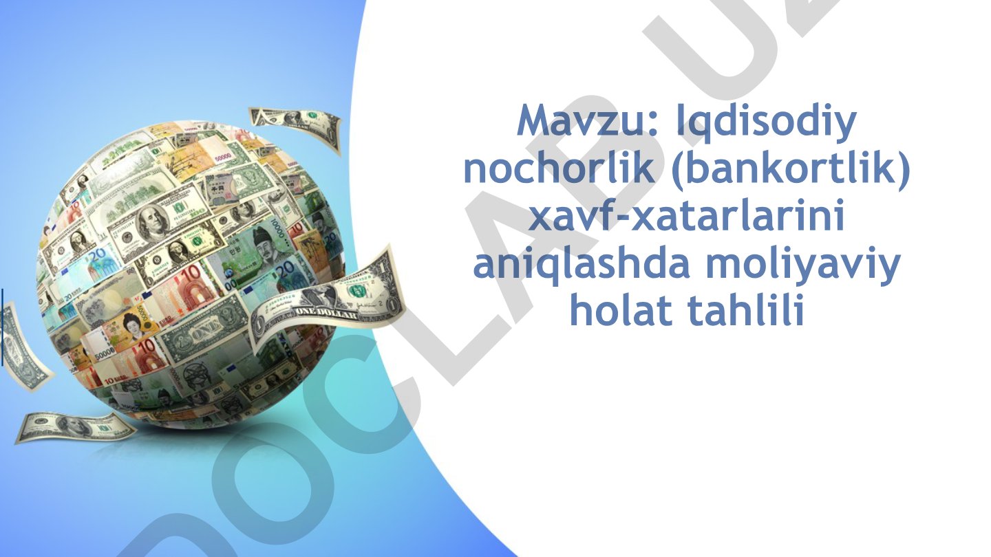 Iqtisodiy nochorlik (bankrotlik) xavf-xatarlarini aniqlashda moliyaviy holat tahlili