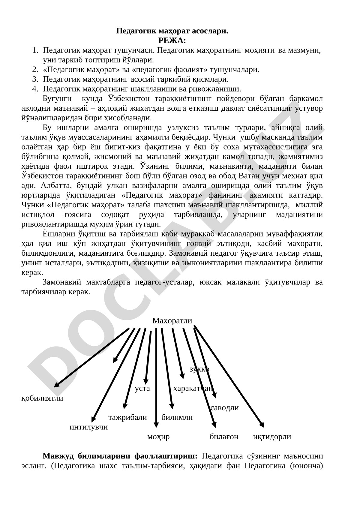 Педагогик маҳорат асослари