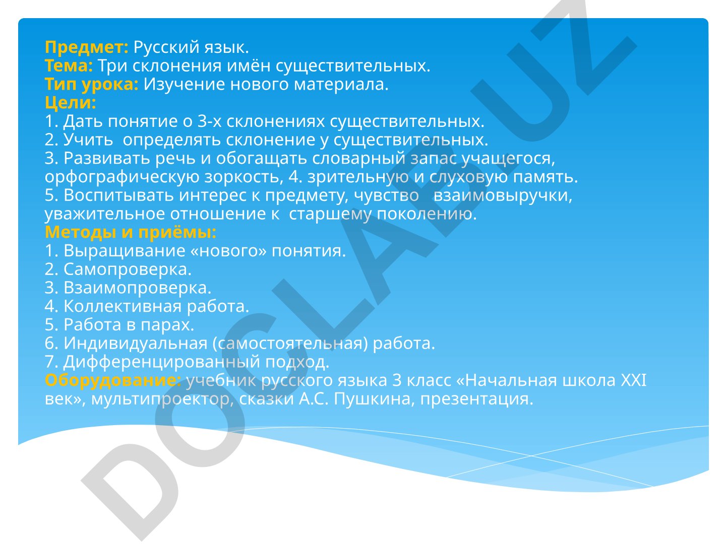 Три склонения имён существительных