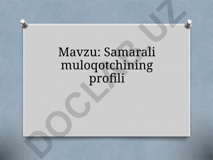 Samarali muloqotchining profili