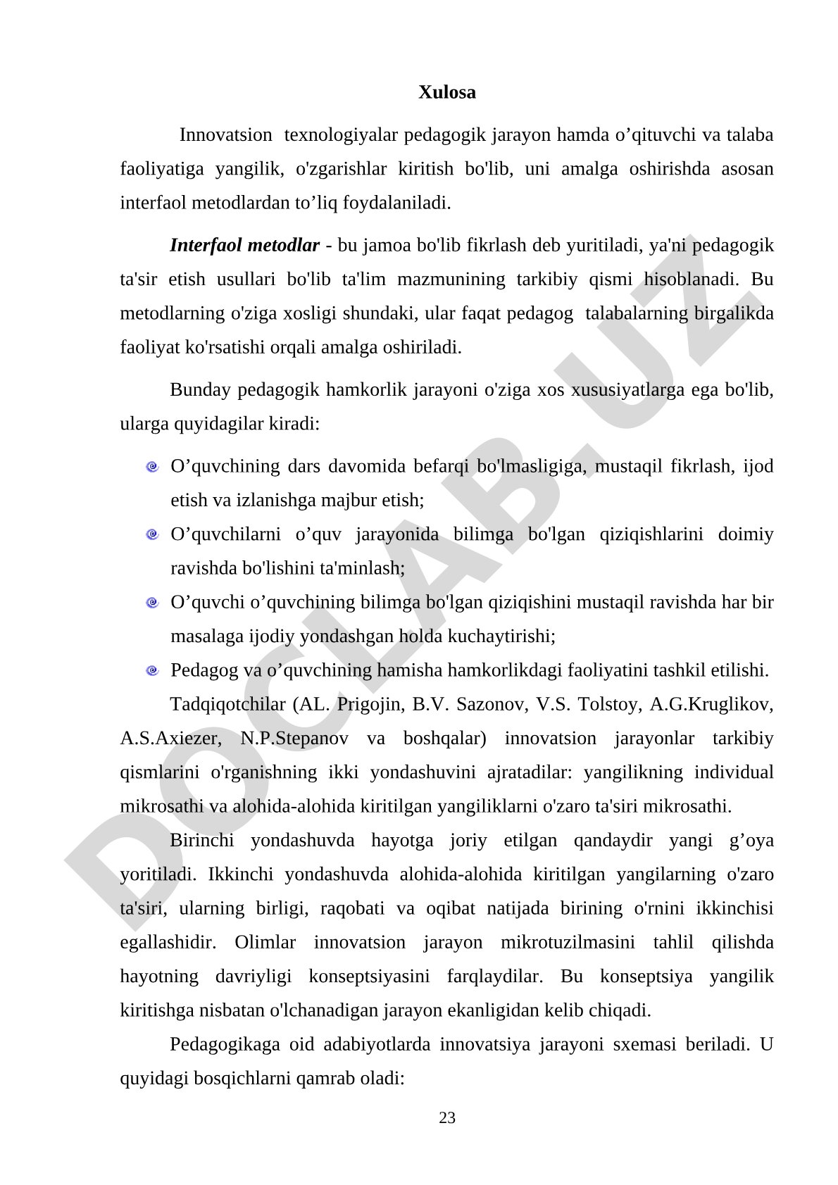 Innovatsion texnologiyalar pedagogik jarayonda