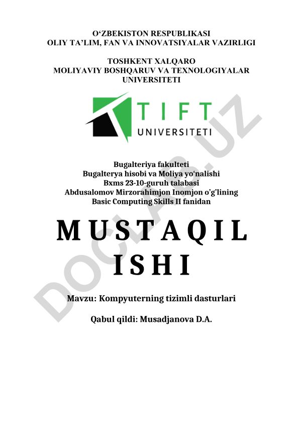 Kompyuterning tizimli dasturlari