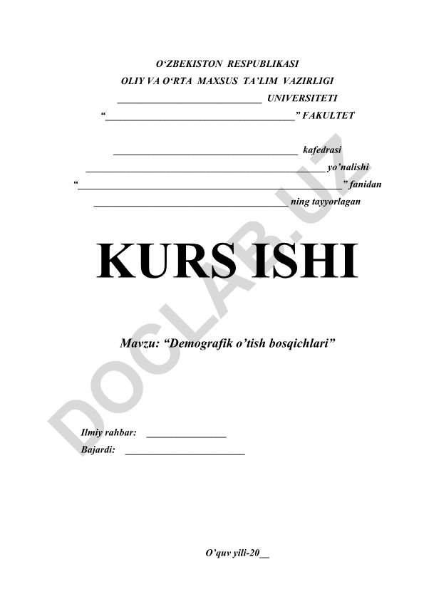 Demografik o'tish bosqichlari