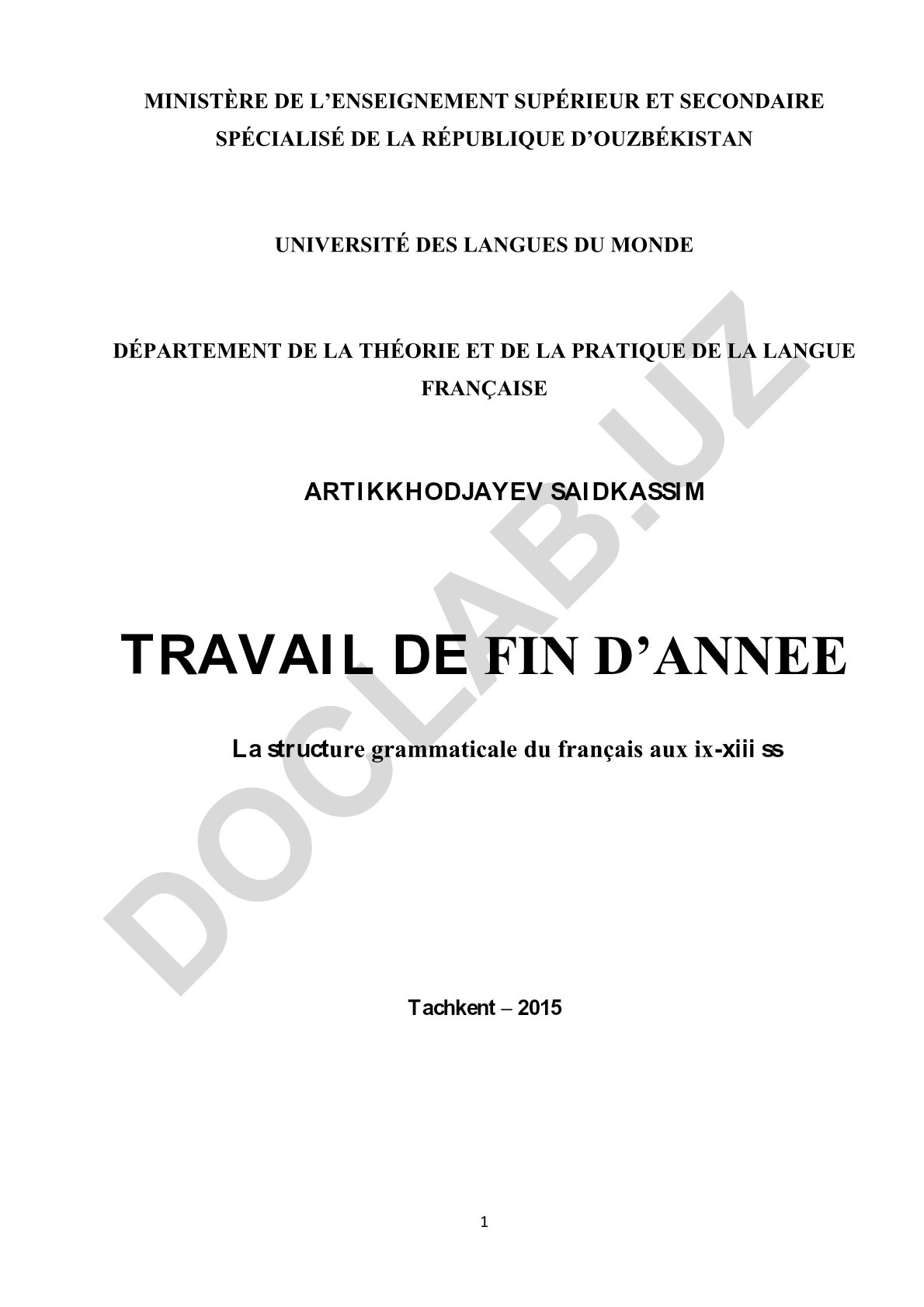 La structure grammaticale du français aux ix-xiii ss
