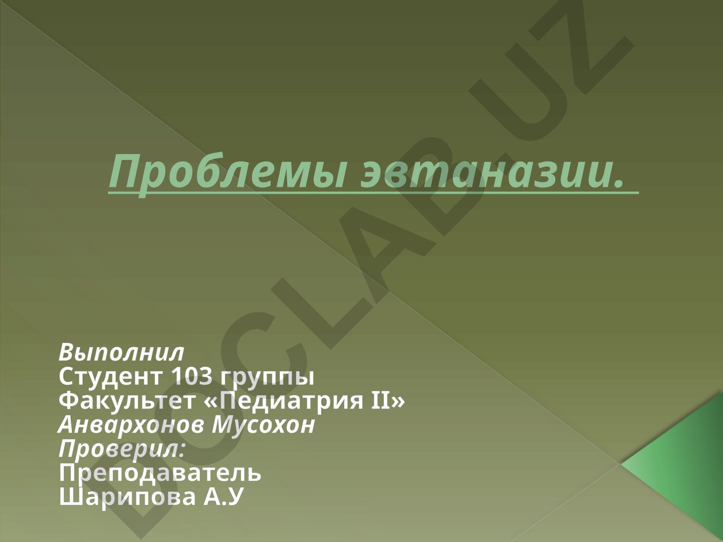 Проблемы эвтаназии в медицине и обществе