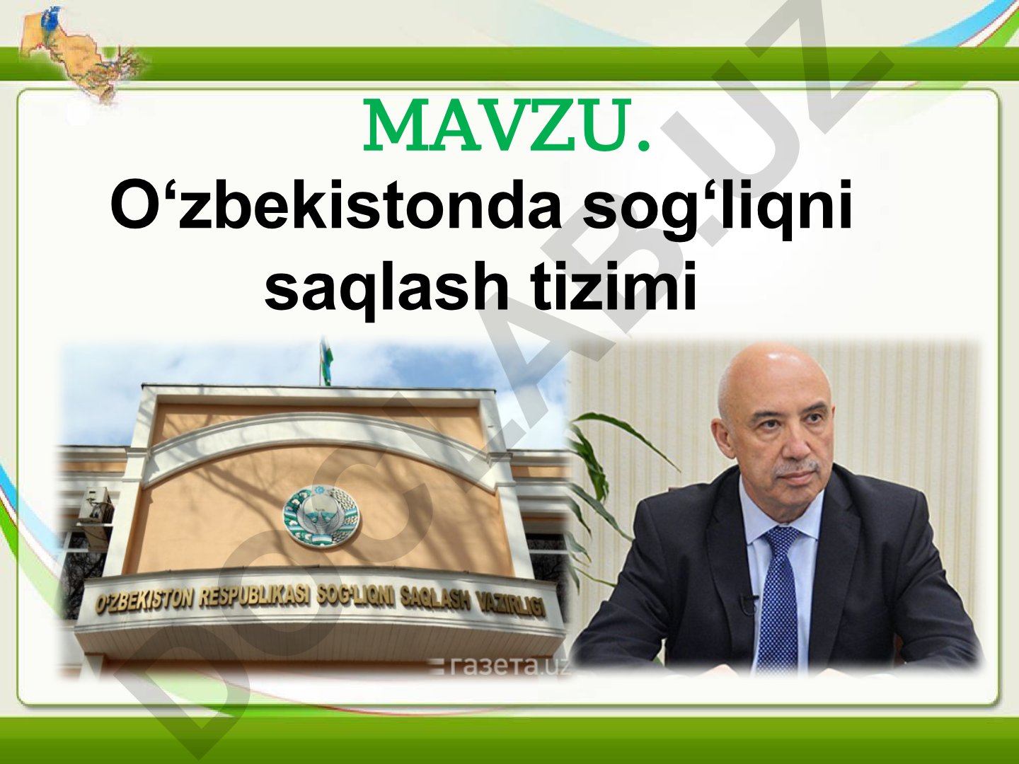 O‘zbekistonda sog‘liqni saqlash tizimi