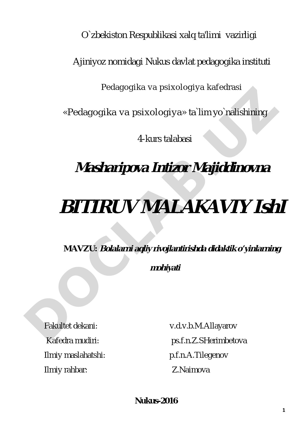 Bolalarni aqliy rivojlantirishda didaktik o’yinlarning mohiyati