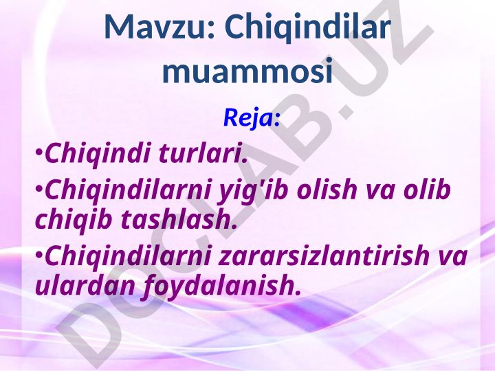 Chiqindilar muammosi