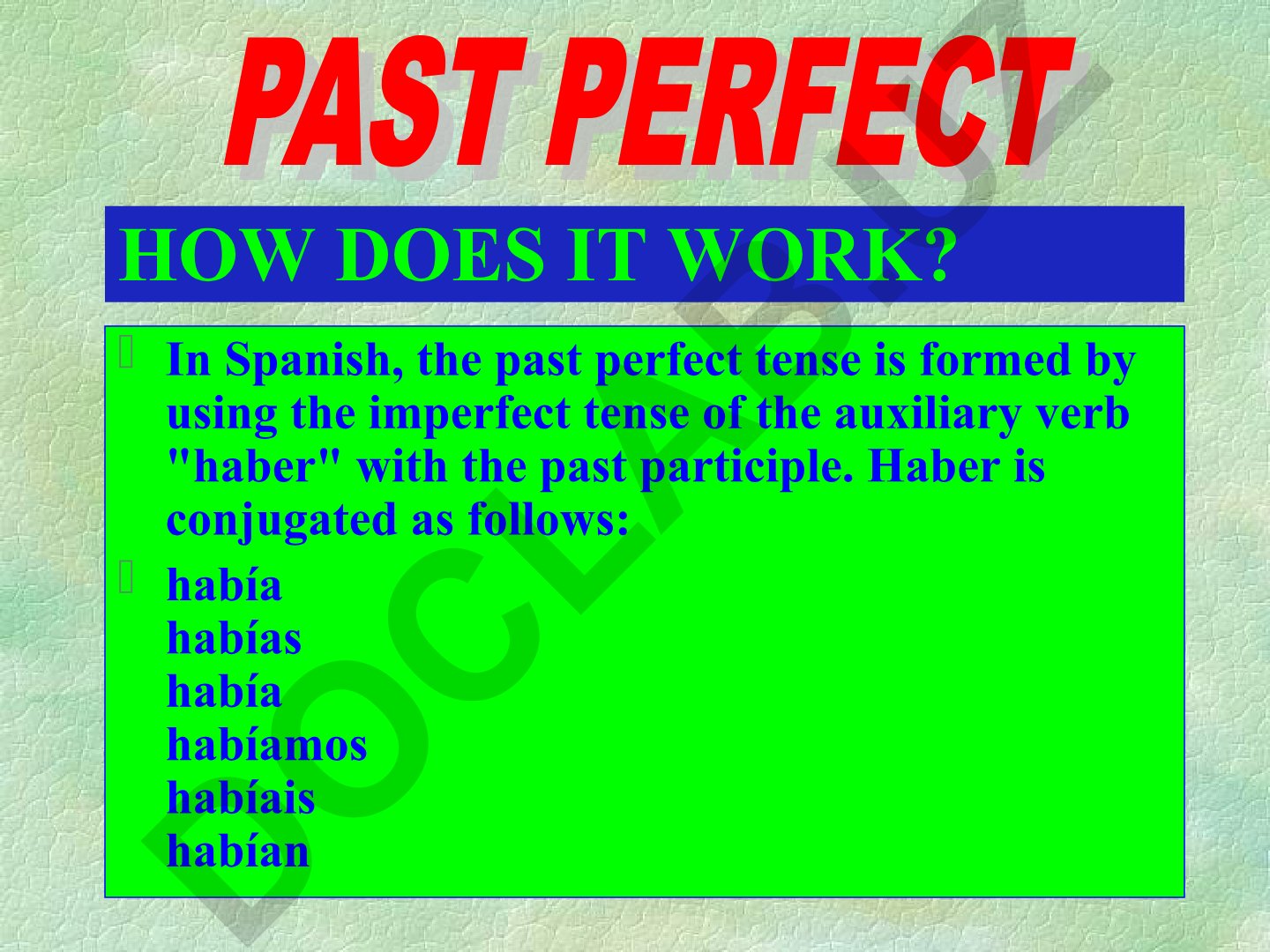 Past Perfect Tense in Spanish